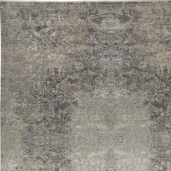 5' X 7' Tan and Gray Oriental Power Loom Worn Faded Area Rug