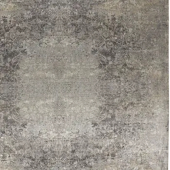 8' X 10' Tan and Gray Oriental Power Loom Worn Faded Area Rug