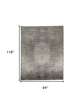 8' X 10' Tan and Gray Oriental Power Loom Worn Faded Area Rug