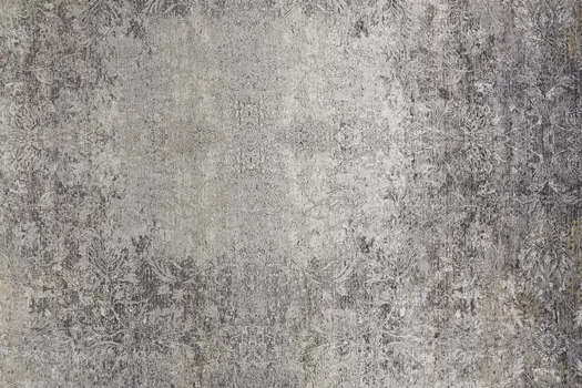 12' Gray and Ivory Oriental Power Loom Worn Faded Runner Rug
