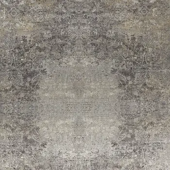 2' X 3' Tan and Gray Oriental Power Loom Worn Faded Area Rug