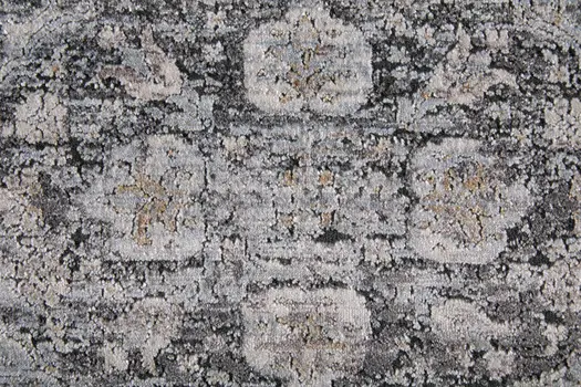2' X 3' Gray and Silver Oriental Power Loom Worn Faded Area Rug