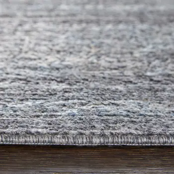 2' X 3' Gray and Silver Oriental Power Loom Worn Faded Area Rug