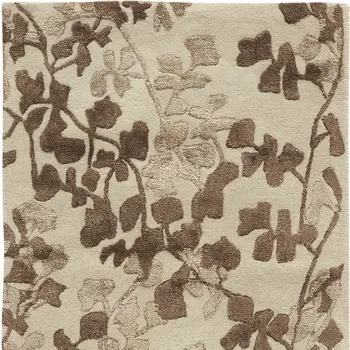 8' Taupe and Brown Floral Hand Tufted Runner Rug