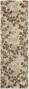 8' Taupe and Brown Floral Hand Tufted Runner Rug