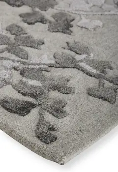 5' X 8' Gray and Silver Floral Hand Tufted Area Rug