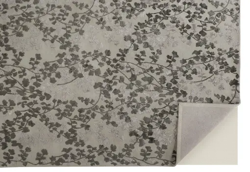 8' X 10' Gray and Silver Floral Hand Tufted Area Rug