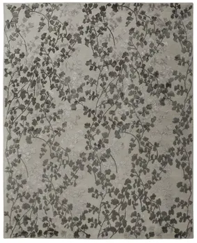 8' X 10' Gray and Silver Floral Hand Tufted Area Rug