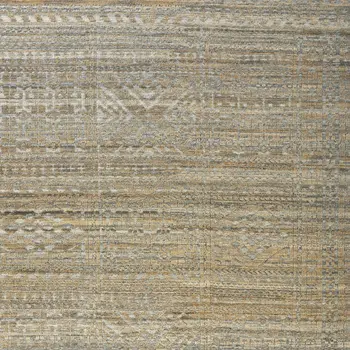 6' X 9' Gold and Tan Geometric Hand Knotted Worn Faded Area Rug