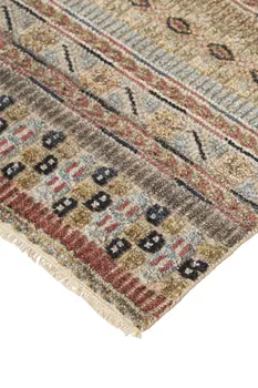 12' X 15' Tan Blue and Orange Striped Hand Knotted Area Rug