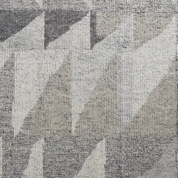 8' X 12' Gray and Ivory Wool Geometric Hand Knotted Area Rug