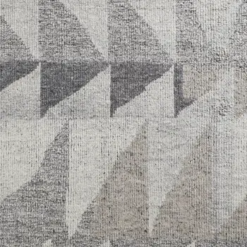 8' X 12' Gray and Ivory Wool Geometric Hand Knotted Area Rug