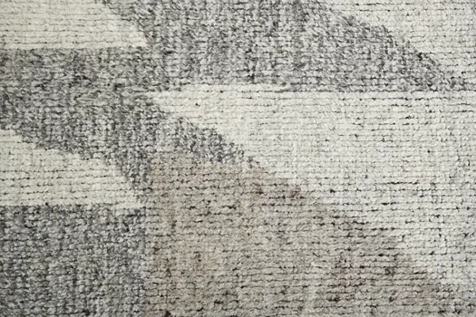 2' X 3' Gray and Ivory Wool Geometric Hand Knotted Area Rug
