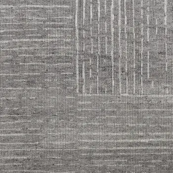 8' X 10' Gray and Ivory Wool Checkered Hand Knotted Worn Faded Area Rug