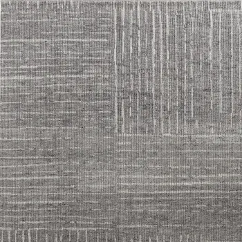 8' X 12' Gray and Ivory Wool Checkered Hand Knotted Worn Faded Area Rug
