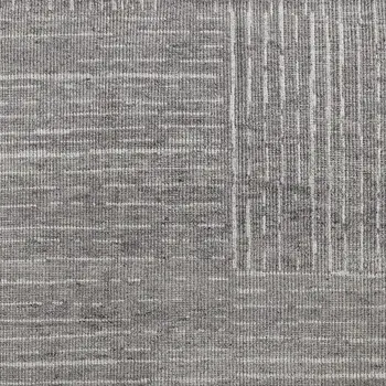 8' X 12' Gray and Ivory Wool Checkered Hand Knotted Worn Faded Area Rug