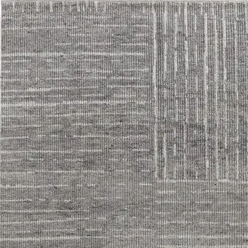 2' X 3' Gray and Ivory Wool Checkered Hand Knotted Worn Faded Area Rug