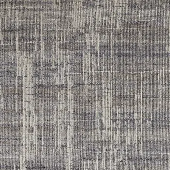 6' X 9' Gray and Ivory Wool Abstract Hand Knotted Worn Faded Area Rug