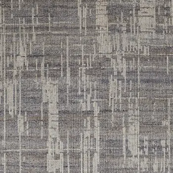 8' X 10' Gray and Ivory Wool Abstract Hand Knotted Worn Faded Area Rug