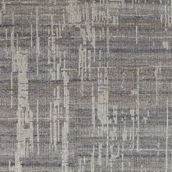 9' X 13' Gray and Ivory Wool Abstract Hand Knotted Worn Faded Area Rug