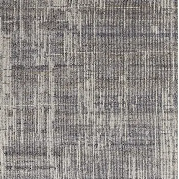 12' X 15' Gray and Ivory Wool Abstract Hand Knotted Worn Faded Area Rug