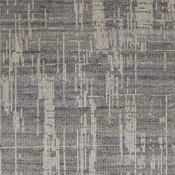 2' X 3' Gray and Ivory Wool Abstract Hand Knotted Worn Faded Area Rug