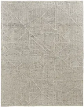 8' X 10' Tan and Ivory Wool Hand Knotted Area Rug