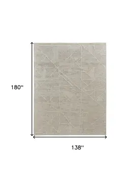 12' X 15' Tan and Ivory Wool Hand Knotted Area Rug