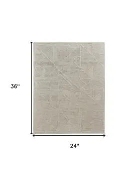2' X 3' Tan and Ivory Wool Hand Knotted Area Rug