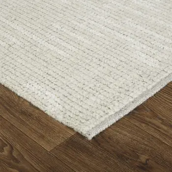 4' X 6' Tan and Ivory Wool Hand Knotted Area Rug