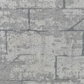 6' X 9' Gray and Silver Wool Abstract Hand Knotted Worn Faded Area Rug