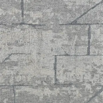 2' X 3' Gray and Silver Wool Abstract Hand Knotted Worn Faded Area Rug
