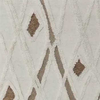 5' X 8' Ivory Taupe and Brown Wool Geometric Hand Tufted Area Rug