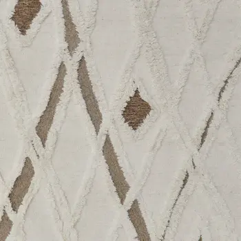8' X 10' Ivory Taupe and Brown Wool Geometric Hand Tufted Area Rug