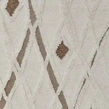 9' X 12' Ivory Taupe and Brown Wool Geometric Hand Tufted Area Rug