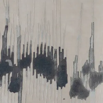 9' X 12' Gray Ivory and Blue Abstract Hand Tufted Area Rug