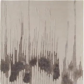4' X 6' Ivory Taupe and Brown Abstract Hand Tufted Area Rug