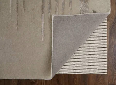 5' X 8' Ivory Taupe and Brown Abstract Hand Tufted Area Rug