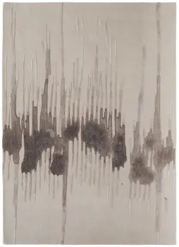5' X 8' Ivory Taupe and Brown Abstract Hand Tufted Area Rug