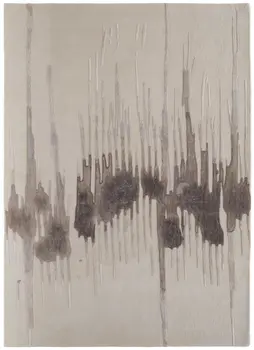 5' X 8' Ivory Taupe and Brown Abstract Hand Tufted Area Rug