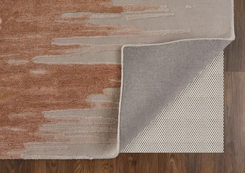 9' X 12' Tan Brown and Orange Abstract Hand Tufted Area Rug