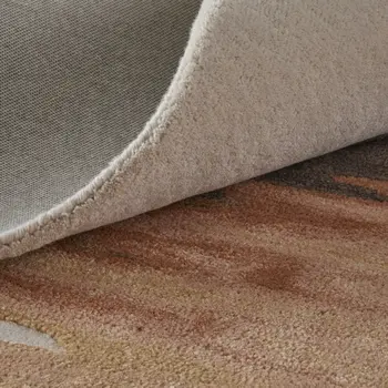 2' X 3' Tan Brown and Orange Abstract Hand Tufted Area Rug