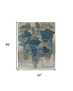 4' X 6' Blue and Gray Abstract Hand Tufted Area Rug