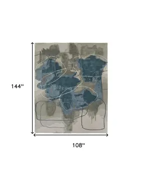 9' X 12' Blue and Gray Abstract Hand Tufted Area Rug