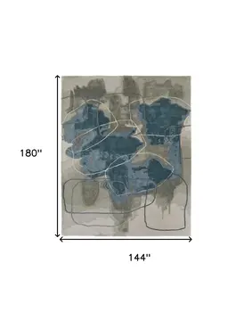 12' X 15' Blue and Gray Abstract Hand Tufted Area Rug
