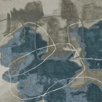 2' X 3' Blue and Gray Abstract Hand Tufted Area Rug