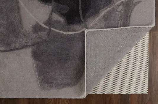 4' X 6' Gray and Ivory Abstract Hand Tufted Area Rug