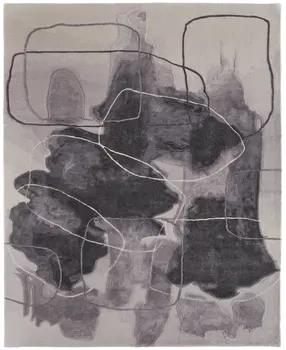 4' X 6' Gray and Ivory Abstract Hand Tufted Area Rug