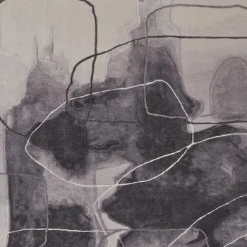 2' X 3' Gray and Ivory Abstract Hand Tufted Area Rug