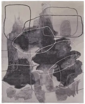 2' X 3' Gray and Ivory Abstract Hand Tufted Area Rug
